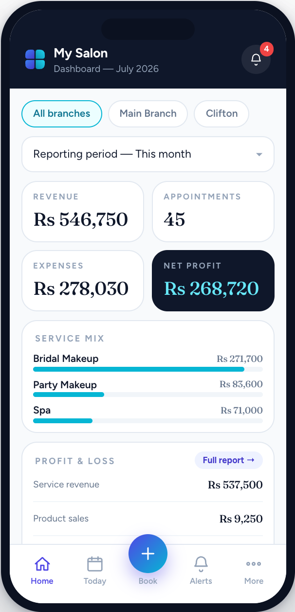 Zyniq Sync owner app — Dashboard