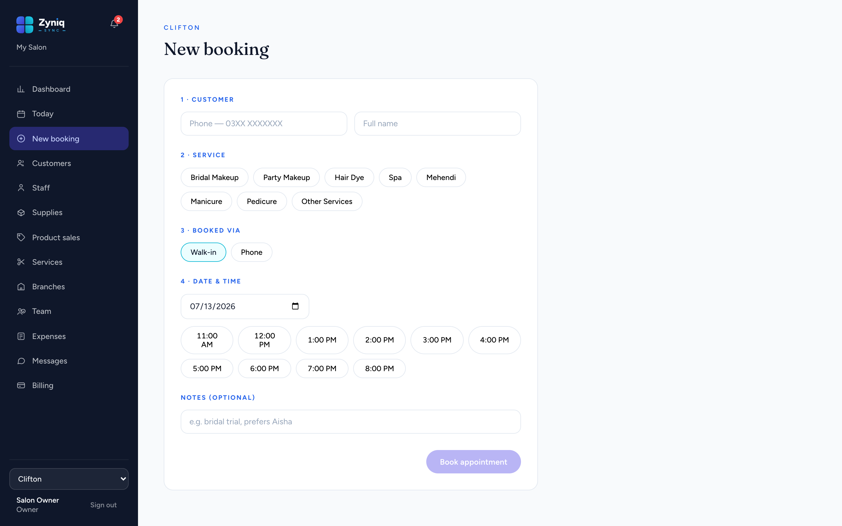 Zyniq Sync — Online booking that never sleeps