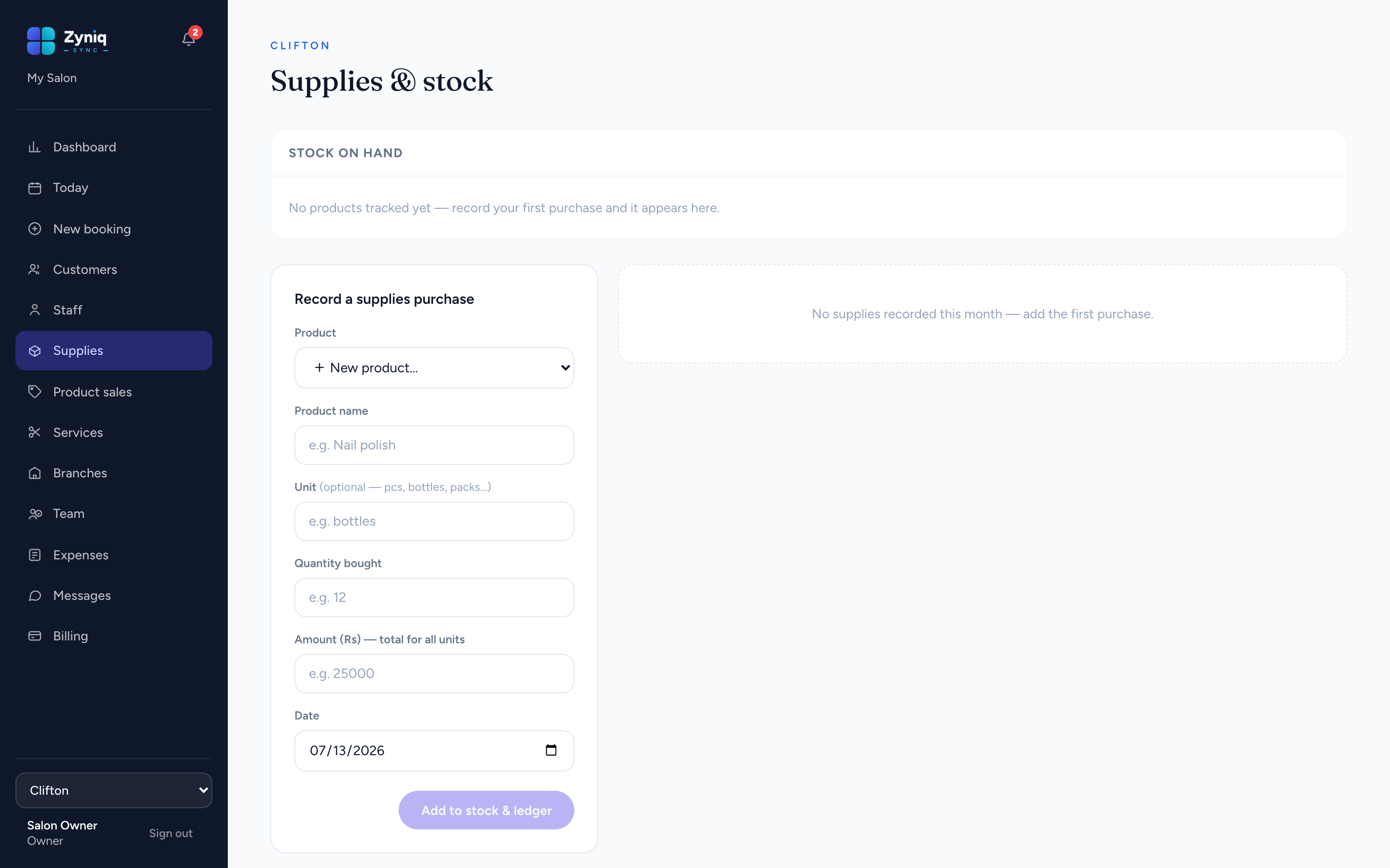 Zyniq Sync — Stock that keeps its own count